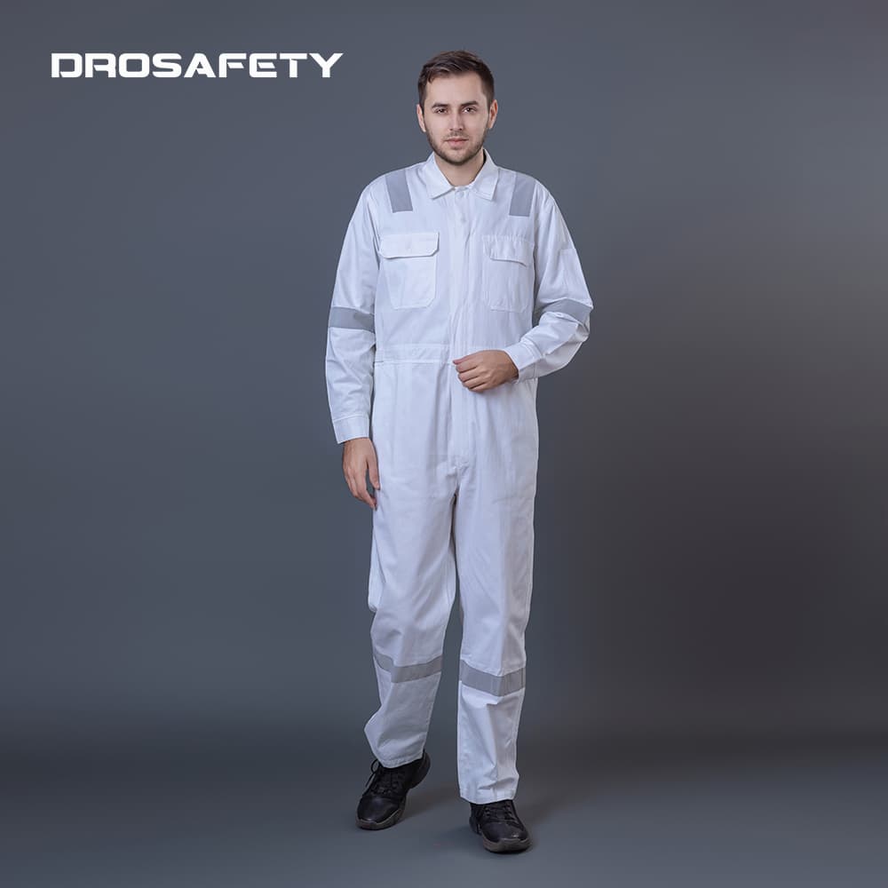 白色反光帶抗油污抗火化工連體服工作服