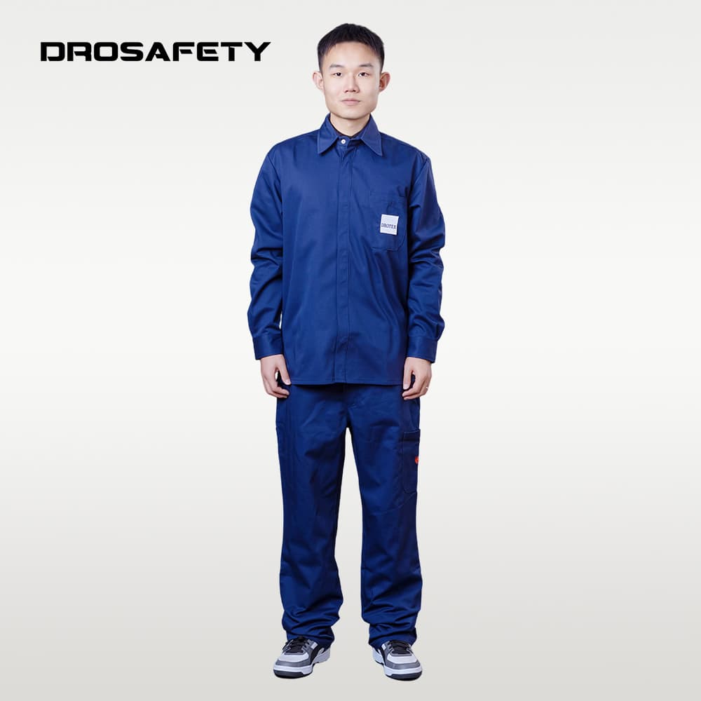 焊接化工工人純棉阻燃襯衫阻燃褲西裝套裝防火防油污