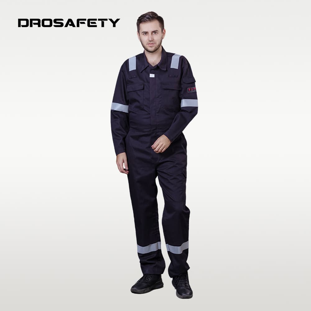 全棉焊接采礦工作用連體服反光帶阻燃防靜電功能工作服